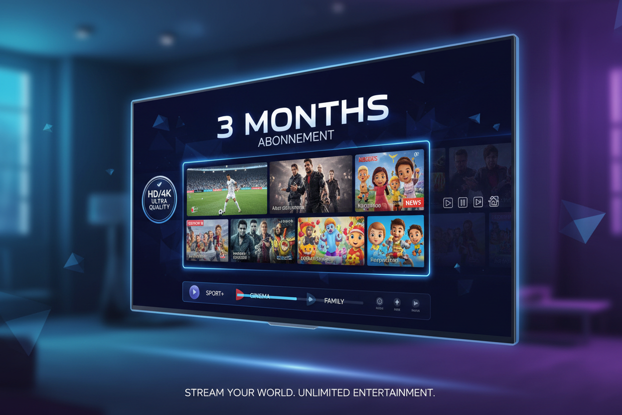 Abonnement IPTV Premium 3 Mois — 60 000 Chaînes 4K